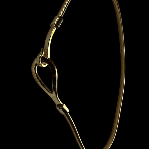 Vintage Gold brass Snake/Omega Loop Hook Buckle Women's Belt 1980-1990's - Picture 2 of 5